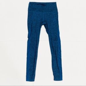 GAIAM Blue Heather Sheer Panel Exercise Yoga Pants Leggings